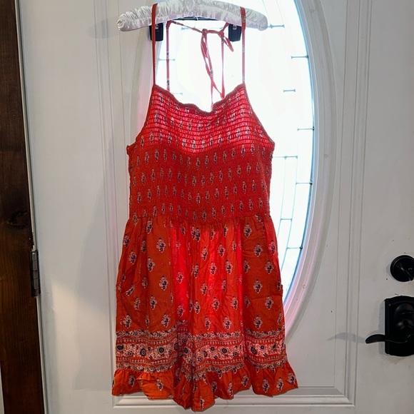 NWT ANGIE Floral Paisley Bohemian Stretch Top Romper Womens Size L - Picture 1 of 6